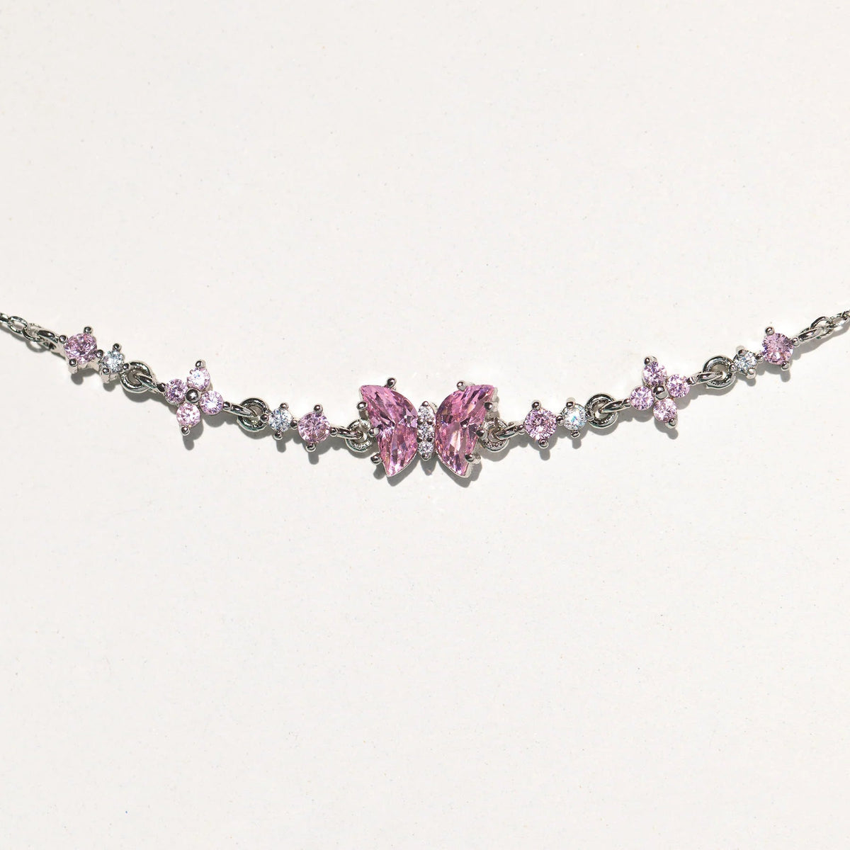 Sweet Pink Bow Crystal Stacking Bracelet