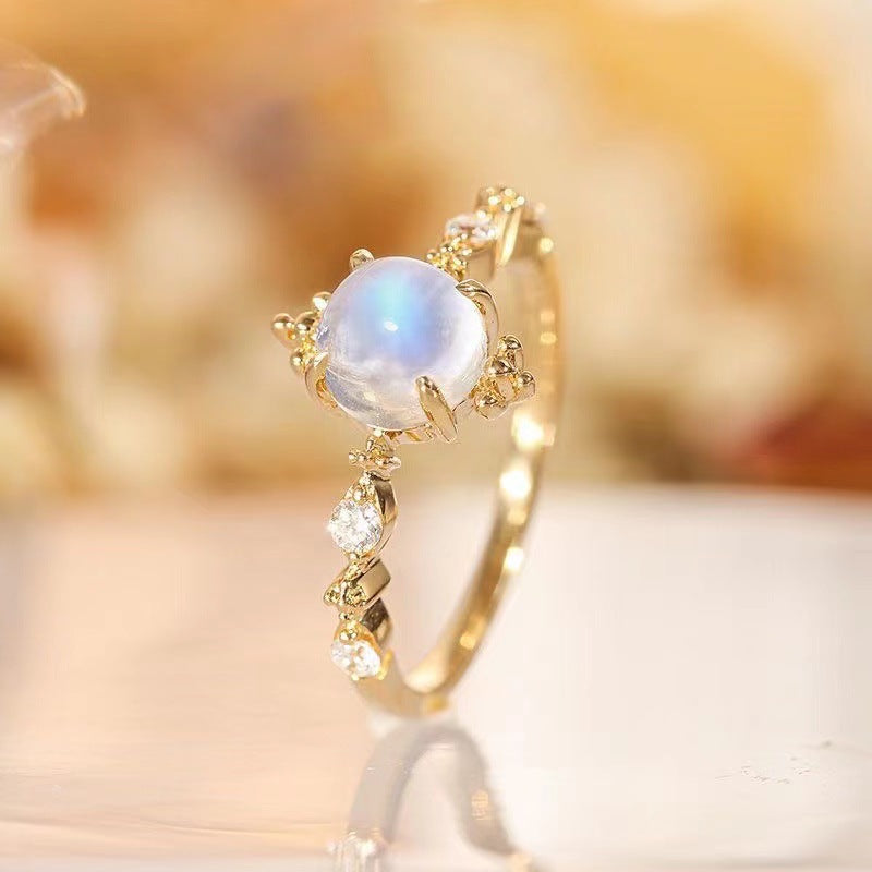 Gold-Plated Moonstone Open Ring