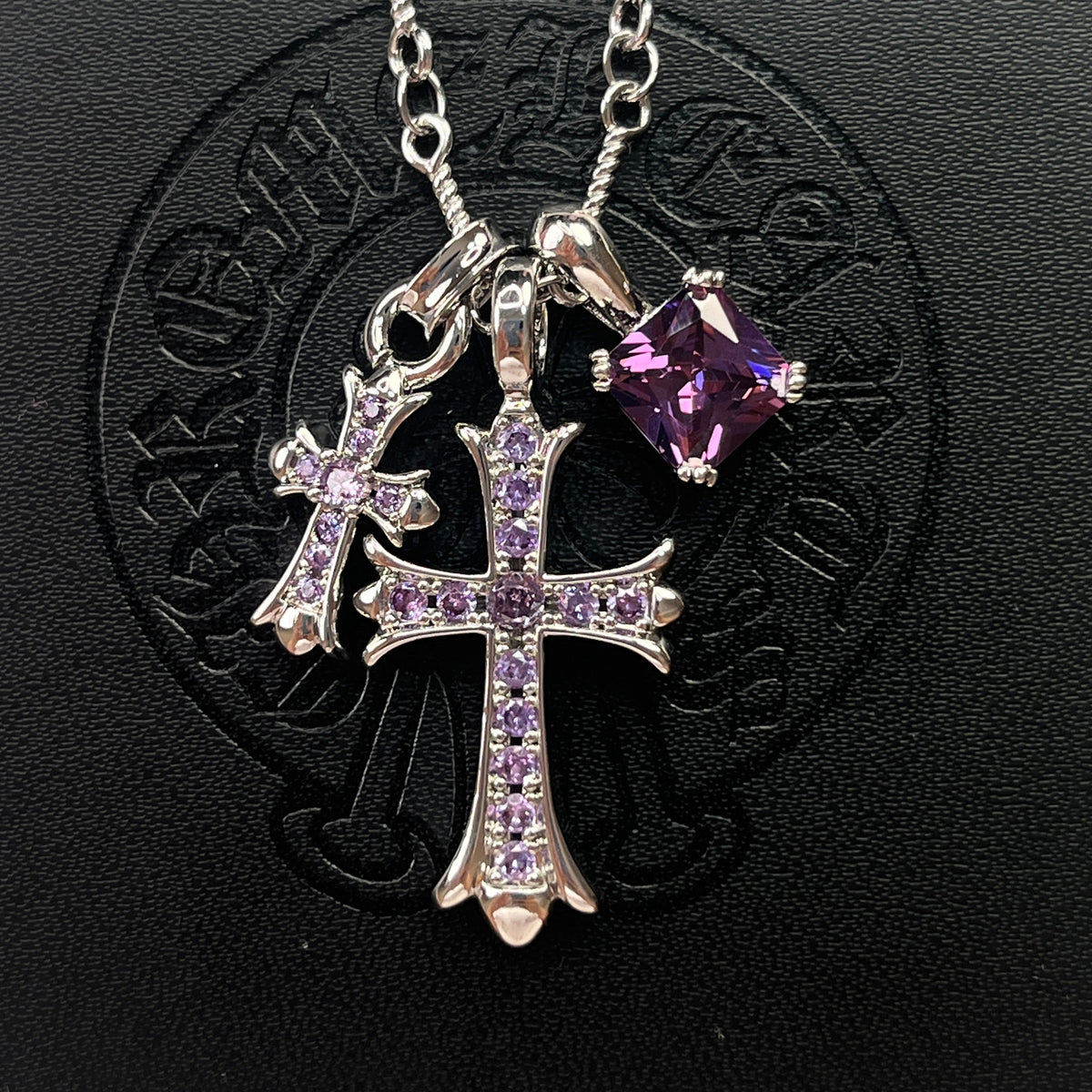 White Gold-Plated Cross Pendant Necklace