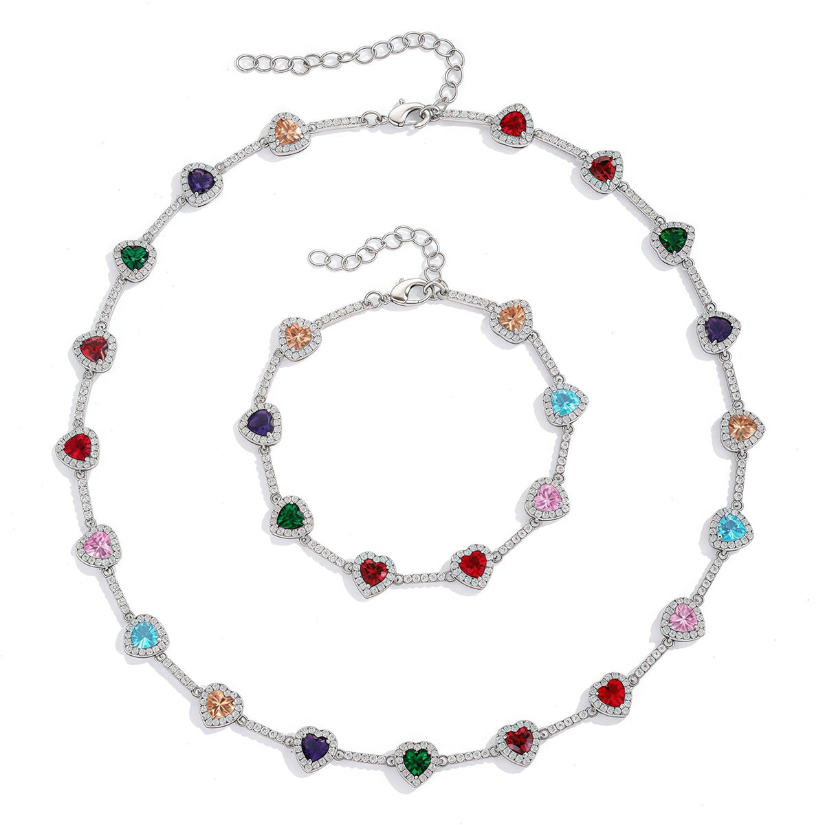 Colorful Heart Crystal Zirconia Necklace