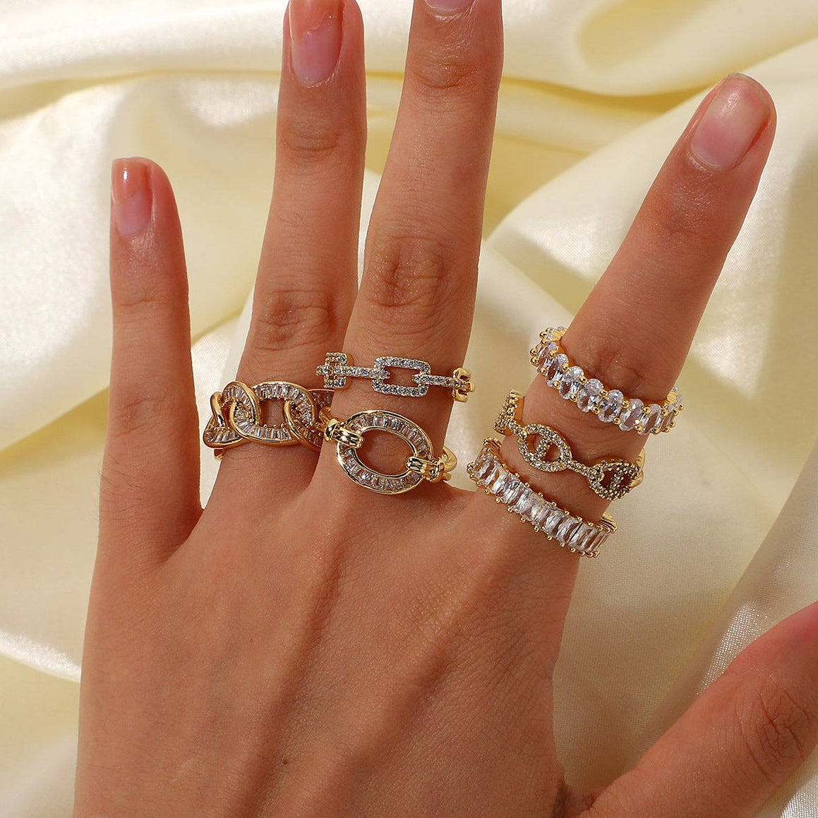 14K Gold Plated CZ Stackable Ring
