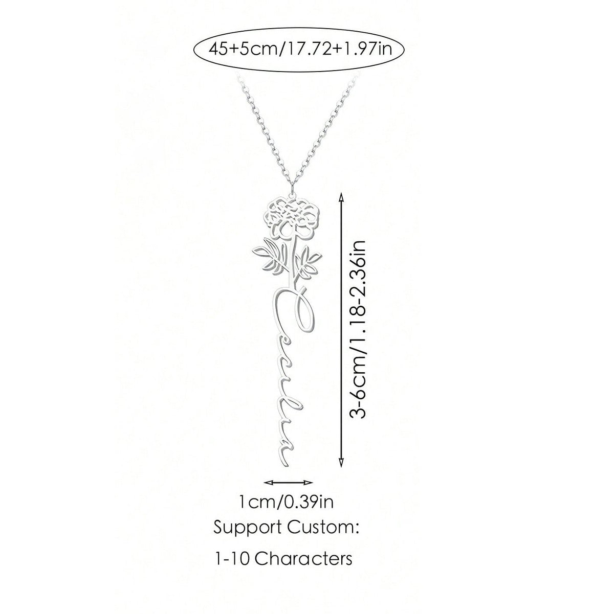 Personalized Birth Flower Name Necklace