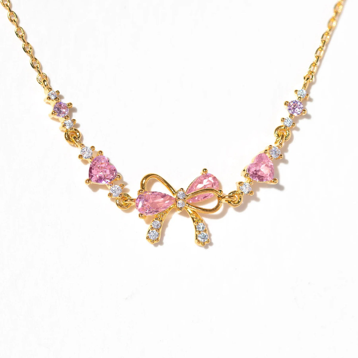 Sweet Pink Bow Crystal Stacking Bracelet