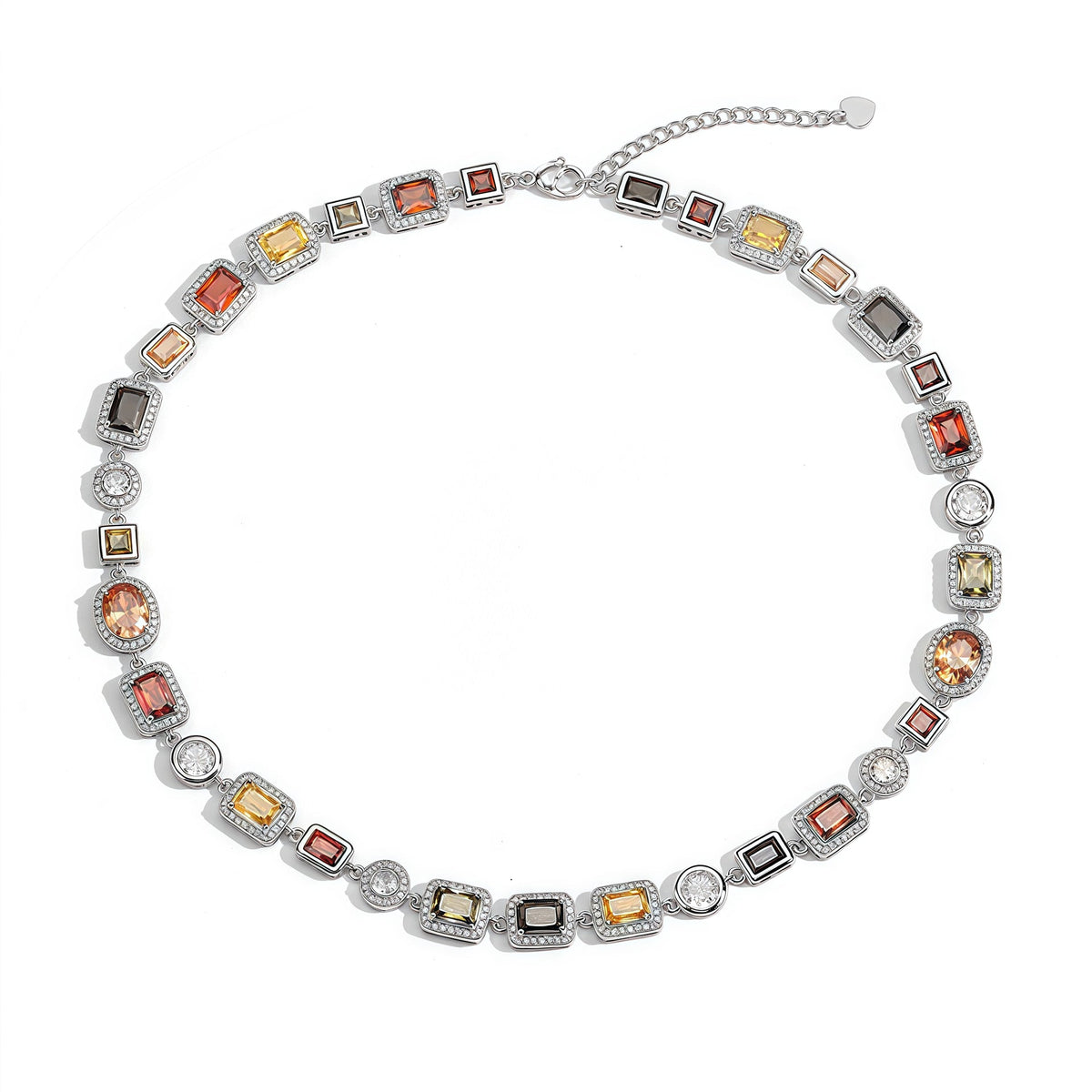 Colorful Square Crystal Zirconia Necklace