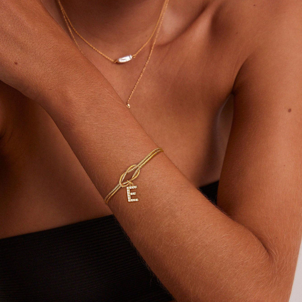 Minimalist Knot & Initial Bracelet