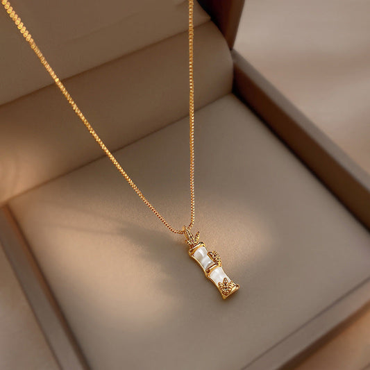 White Jade Bamboo Necklace