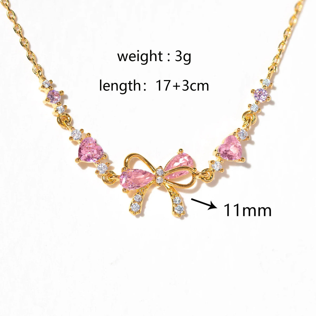 Sweet Pink Bow Crystal Stacking Bracelet